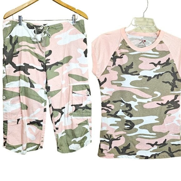 Camo Pants - NWT Rothco Pink and Green Camo Capris and T-Shirt Set Size S